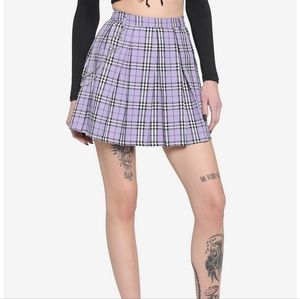 Lavender Plaid Chain Pleated Skirt